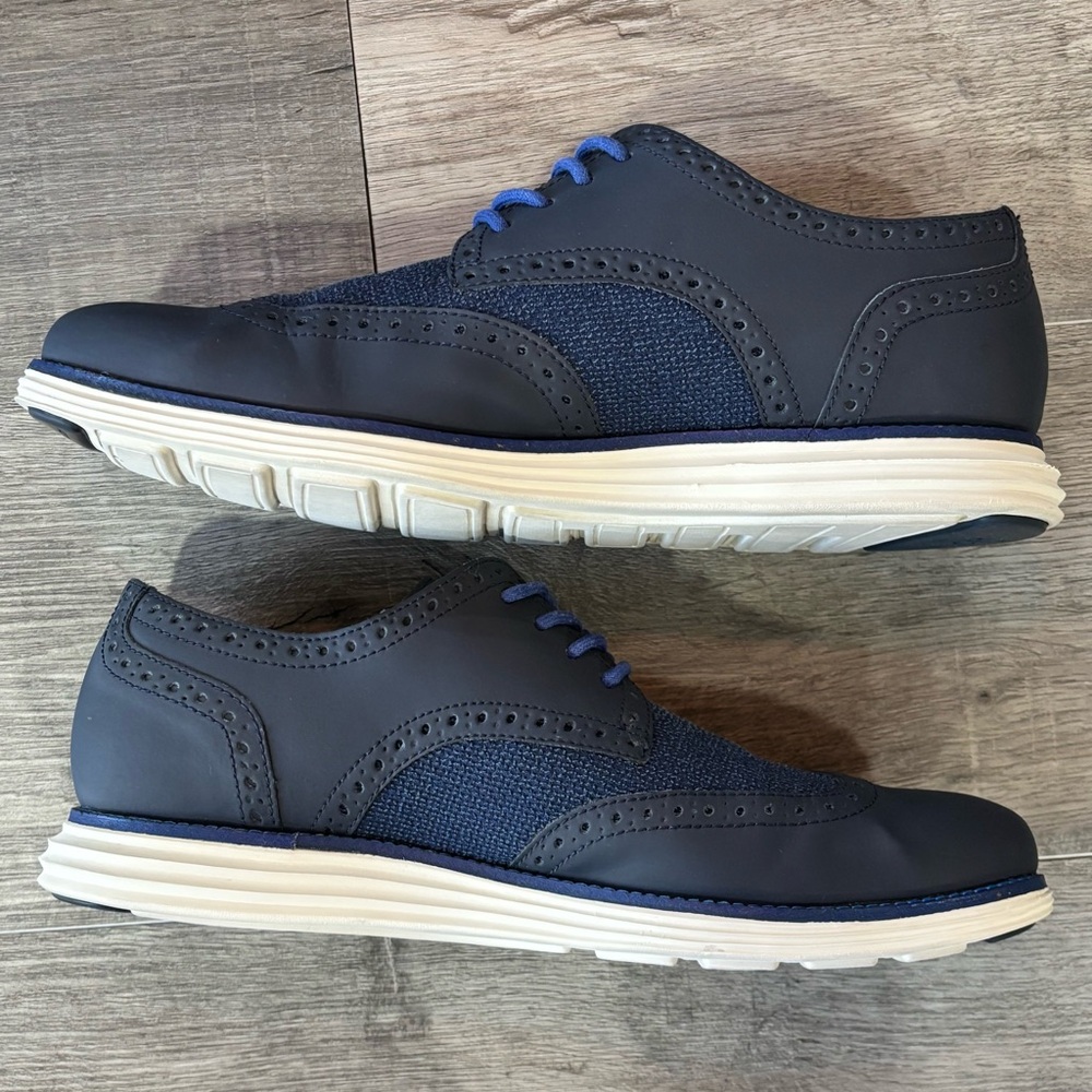 Cole Haan Men’s LunarGrand Wingtip Oxford | Navy Suede & Mesh, GUC